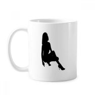 Dıythinker 350 ml Hot Woman Squats Silhouette Klasik Beyaz Çömlekçilik Seramik Saplı Kupa