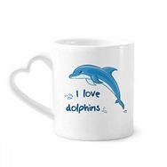 Dıythinker 350 ml I Love Dolphins Illustrate Kupaları Seramik Kupa