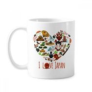 Dıythinker 350 ml I Love Japan Sushi Sakura İllüstrasyon Klasik Kupa Beyaz Çömlekçilik Seramik Kupa