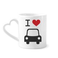 Dıythinker 350 ml I Love Kırmızı Kalp Araba Desenli Kupaları Seramik Kupa