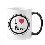 Dıythinker 350 ml I Love Paris Kelimeler Desen Değişen Renk Kupa