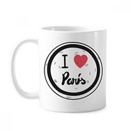 Dıythinker 350 ml I Love Paris Kelimeler Desenli Klasik Beyaz Çömlekçilik Seramik Kupa