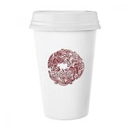 Dıythinker 350 ml İki Çin Phoenix Hayvan Daire Portre Klasik Beyaz Çömlekçilik Seramik Kupa