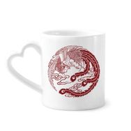Dıythinker 350 ml İki Phoenixes Fly Animal Portre Seramik Kalp Saplı Kupa