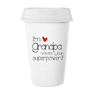 Dıythinker 350 ml I'm A Grandpa What's Your Superpower Best Grandfather Klasik Beyaz Çömlek Seramik Kupa