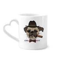 Dıythinker 350 ml İngiliz Tarzı Yumuşak Duman Köpek ve Sigara Seramik Kalp Saplı Kupa