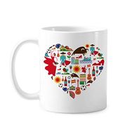 Dıythinker 350 ml İspanya İspanyol Kalp Bullfight Flamingo Gitar Fan Ulusal Bayrak Klasik Beyaz Çömlek Seramik Kolları ile Kupa