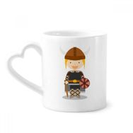 Dıythinker 350 ml İsveç Viking Çizgi Film Çömlekçilik Seramik Kalp Saplı Kupa