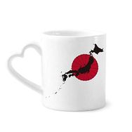 Dıythinker 350 ml Japon Amblemi Harita Desenli Kupaları Seramik Kupa