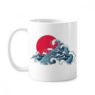 Dıythinker 350 ml Japonya Kırmızı Güneş Deniz Suluboya Klasik Kupa Beyaz Çömlekçilik Seramik Kupa