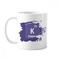 Dıythinker 350 ml K Potasyum Kimyasal Element Kimya Boya Fırçası Kupa Beyaz Seramik Kupa