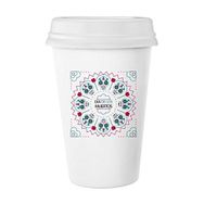 Dıythinker 350 ml Kafatası Gül Kalp Şekilli Meksika Kültürü Happy The Day Of The Dead Resimli Klasik Beyaz Çömlek Seramik Kupa