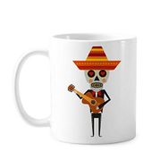 Dıythinker 350 ml Kaktüs Şapka Kafatası Gitar Oynayan Meksika Happy The Day Of The Dead Resimli Klasik Kupa
