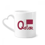 Dıythinker 350 ml Katar Ulusal Bayrak Mor Desenli Kupaları Seramik Kupa