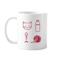 Dıythinker 350 ml Kedi Balık Kemik Örgü Yün Top Şişe Hayvan Koruma Klasik Kupa