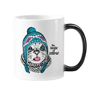 Dıythinker 350 ml Kedi Kafası Kar Kedisi Tadını Korur Hayvan Evcil Hayvan Renk Kupa
