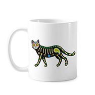 Dıythinker 350 ml Kemik Kalp Siyah Kedi Cadılar Bayramı Korku Atmosfer Klasik Kupa