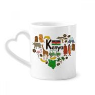 Dıythinker 350 ml Kenya Love Heart Landscap Ulusal Bayrak Kupaları Seramik Kupa