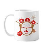 Dıythinker 350 ml Kiraz Çiçekleri Fan Fat Lucky Fortune Kedi Japon Kültürü Klasik Kupa