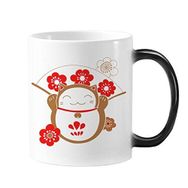 Dıythinker 350 ml Kiraz Çiçekleri Fan Fat Lucky Fortune Kedi Japonya Kültürü Değiştirme Isıya Duyarlı Değişen Renk Kupa