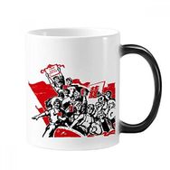 Dıythinker 350 ml Kırmızı Bayrak Mao Zedong Alıntıları Kırmızı Çin Değişen Renk Kupa