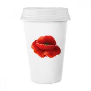 Dıythinker 350 ml Kırmızı Çiçek Boyama Mısır Gelincik Sanatı Klasik Beyaz Çömlek Seramik Kupa