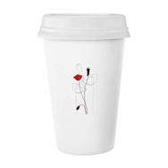 Dıythinker 350 ml Kırmızı Çiçek Tomurcuğu Soyut Sanat Mısır Gelincik Klasik Kupa