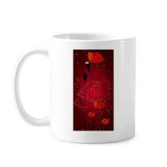 Dıythinker 350 ml Kırmızı Çiçekler Soyut Sanat Resim Mısır Gelincik Klasik Kupa