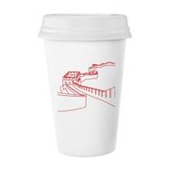 Dıythinker 350 ml Kırmızı Harika Duvar Deseni Çin Klasik Kupa Beyaz Çömlekçilik Seramik Kupa