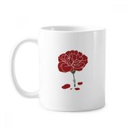 Dıythinker 350 ml Kırmızı Karanfil Anneler Günü Çiçek Bitki Klasik Beyaz Çömlekçilik Seramik Saplı Kupa