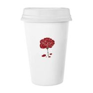 Dıythinker 350 ml Kırmızı Karanfil Anneler Günü Çiçek Bitki Klasik Kupa Beyaz Çömlekçilik Seramik Kupa
