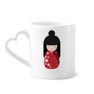 Dıythinker 350 ml Kırmızı Kimono Sakura Japon Kupaları Seramik Kupa