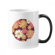 Dıythinker 350 ml Kırmızı Sarı Çiçek Bitki Deseni Değişen Renk Kupa