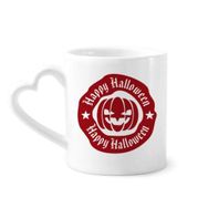 Dıythinker 350 ml Kırmızı Yuvarlak Desen Cadılar Bayramı Balkabağı Kupaları Seramik Kupa
