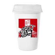 Dıythinker 350 ml Kitap Kağıdı Kırmızı Başkan Mao Kitleleri Klasik Kupa Beyaz Çömlekçilik Seramik Kupa