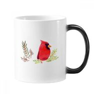 Dıythinker 350 ml Kuş Hayvan Magpie Kırmızı Değişen Renk Değiştiren Isıya Duyarlı Saplı Kupa