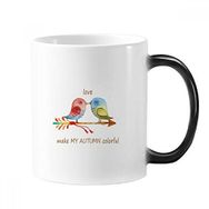 Dıythinker 350 ml Kuşlar Sonbahar Renkli Değişen Renk Kupa