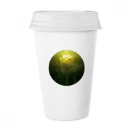 Dıythinker 350 ml Lale Yeşillik Çiçek Bitki Klasik Kupa Beyaz Çömlekçilik Seramik Kupa