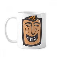 Dıythinker 350 ml Laugh Abstract Face Sketch Emoticons Online Chat Classic Mug Beyaz Çömlek Seramik Kupa