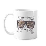 Dıythinker 350 ml Leopar Baskı Güneş Gözlüğü Kedi Kafası Hayvan Hayvan Hayvan Sevgili Klasik Kupa