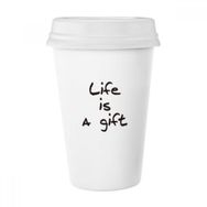Dıythinker 350 ml Life Is A Gift İlham Verici Alıntı Sözler Klasik Kupa