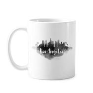 Dıythinker 350 ml Los Angeles America Ink City Klasik Kupa Beyaz Çömlekçilik Seramik Kupa