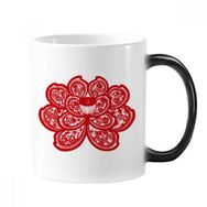 Dıythinker 350 ml Lotus Çin Zodyak Kağıt Kesim Çiçek Hayvan Değiştiren Renk Kupa