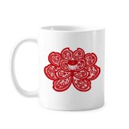 Dıythinker 350 ml Lotus Çin Zodyak Kağıt Kesim Çiçek Hayvan Klasik Kupa Beyaz Çömlekçilik Seramik Kupa