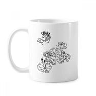 Dıythinker 350 ml Lotus Yaprağı Lotus Çiçeği Nehir Çiçek Bitki Klasik Kupa Beyaz Çömlekçilik Seramik Kupa