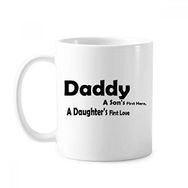 Dıythinker 350 ml Love Hero Daddy Festival Alıntı Klasik Beyaz Çömlek Seramik Saplı Kupa