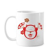 Dıythinker 350 ml Lucky Fortune Kedi Çan Çiçek Fan Japon Kültürü Klasik Kupa
