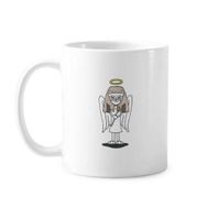 Dıythinker 350 ml Melek Bastet Kanat Halo Yıldız Klasik Beyaz Çömlek Seramik Saplı Kupa