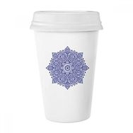 Dıythinker 350 ml Menekşe Dekoratif Klasik Çiçek Desenli Klasik Beyaz Çömlek Seramik Kupa