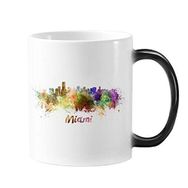 Dıythinker 350 ml Miami America Country City Suluboya İllüstrasyon Değişen Renk Kupa